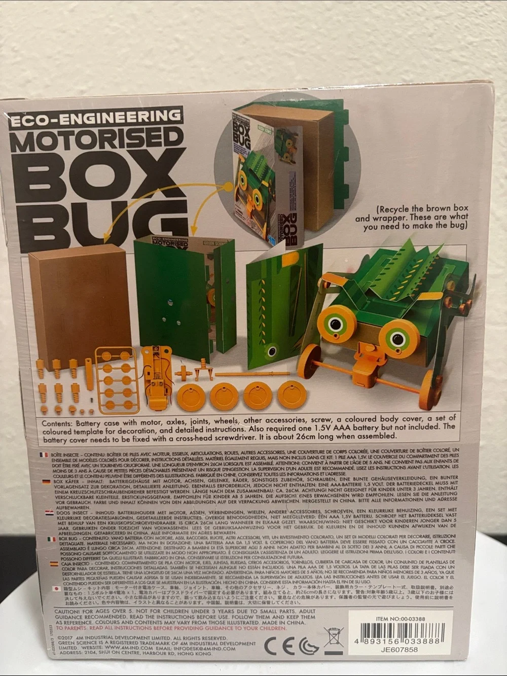 Motorised Box Bug STEM Building Kit - Green & Orange